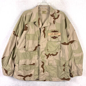 VTG USGI US Navy BDU Combat Coat Mens L Short Desert Camo 3 Color Ripstop